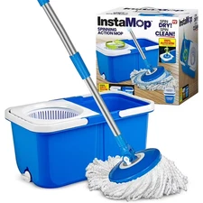 Insta Mop Spin Mop and Bucket with Wringer Microfiber Mop Head Floor Cleaning