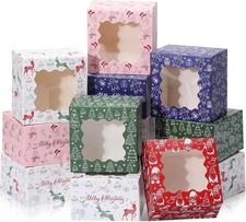 30Pcs Christmas Cookie Boxes for Gift Giving, 4X4X2.5 Inch Bakery Box with Windo