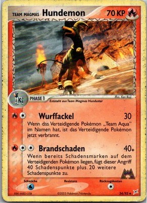 Pokémon Hundemon 34/95 EX Team Magma vs Team Aqua 2005 Deutsch