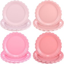 Pink Scalloped Party Plates 9 Inch - 48 Disposable Dinner Dessert Set