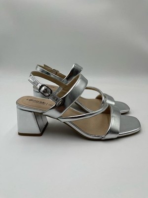 LifeStride Womens Celia Slingback Strappy Sandals Heeled Sandal Silver Size 9.5W