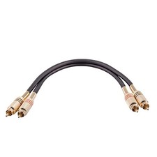 2Pcs Universal 30cm/1ft RCA Male to RCA Male Audio Patch Cables for Speakers