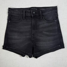 Kendall Kylie The Drifter High Rise Black Denim Shorts Frayed Hem Size 5 27