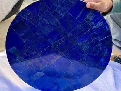 Blue Marble Round Coffee Center Table Top Lapis Lazuli