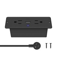 CCCEI Recessed Power Strip with Outlet and USB C Ports, Furniture 6FT, Black