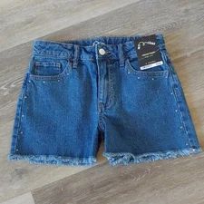 NWT Art Class Girls High Rise Relaxed Fit Cutoff Denim Shorts Blue Size L