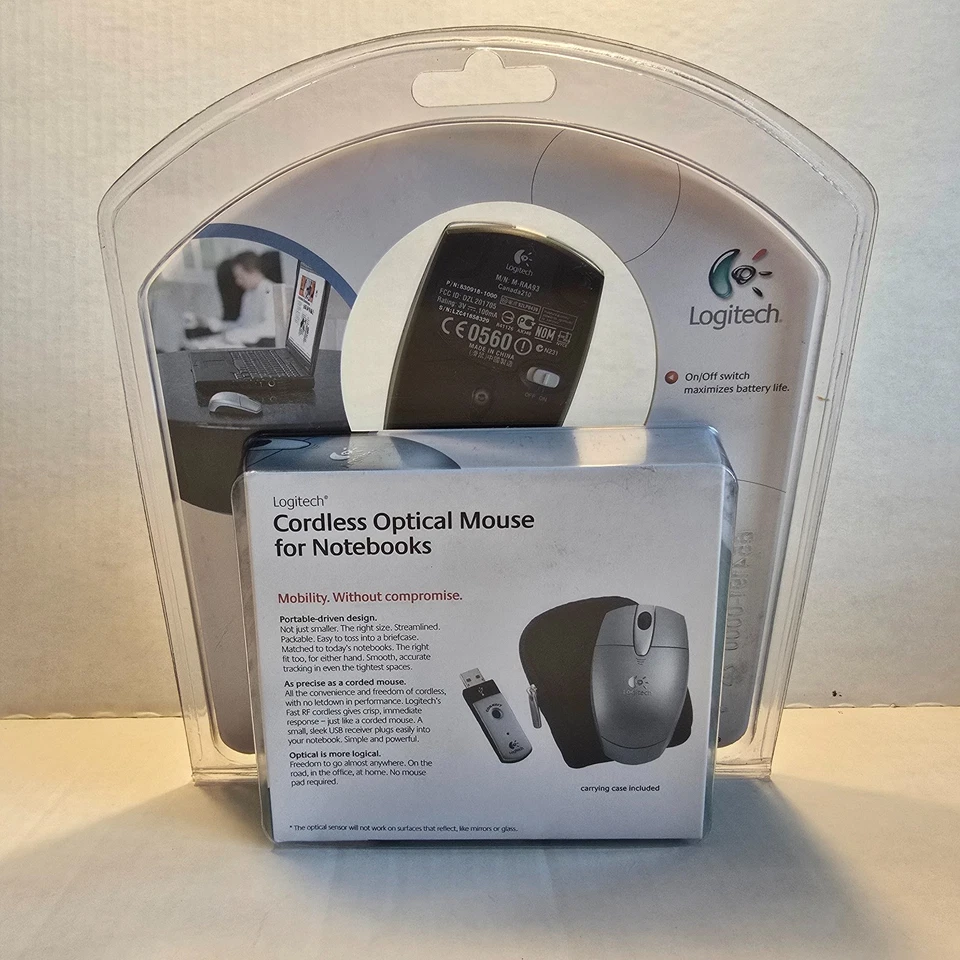 Logitech M-RAA93 Blue Wireless Ergonomic Optical Mouse With Dongle NEW - Image 3 of 3