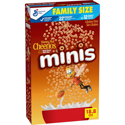Honey Nut Cheerios Minis Breakfast Cereal, Made with Whole Grains, Family Size, 