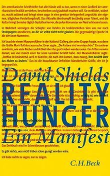 Realityhunger: Ein Manifest von David Shields | Buch | Zustand sehr gut - David Shields