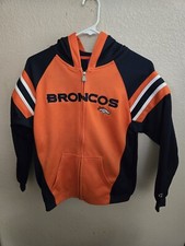 Denver Broncos Polyester Zip-front Hoodie Orange/ Navy Blue Size Youth M 10/12 