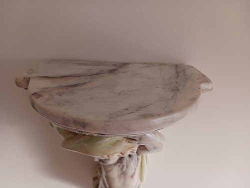 LARGE CHERUB CORBAL-WALL HANG SHELF- HANDCRAFTED- FAUX CARRARA MARBLE FINISH-NEW - Picture 4 of 6