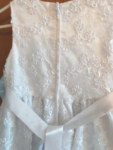 American Princess White Formal Dress Wedding Flower Girl Communion Size 7 New - Picture 8 of 11