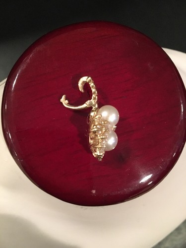 14 Karat Gelbgold Perle Enhancer Anhänger mit echten Diamanten - Bild 3 von 8