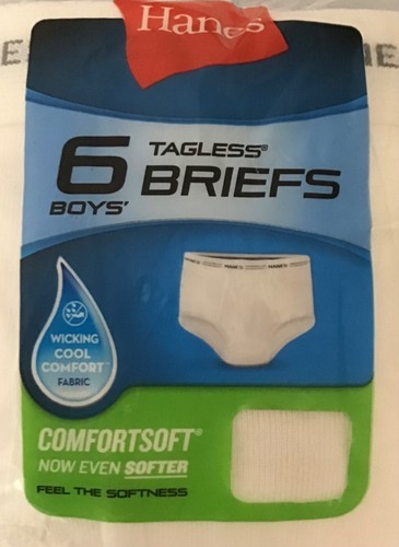 Hanes Boys Briefs White 6-Pk Large 14-16 Tagless Cool Comfort Fabric NEW - Picture 2 of 16