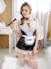 Night Party French Maid Halloween Costume Lingerie, Cosplay Fancy Dress, UK 8-12