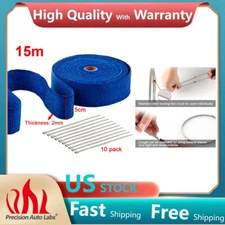 2" x 50' Exhaust Heat Wrap Roll for Motorcycle Fiberglass Heat Shield Tape Blue