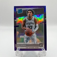 2020-2021 Donruss Optic Tre Jones Purple Prizm Rated Rookie Spurs RC #188