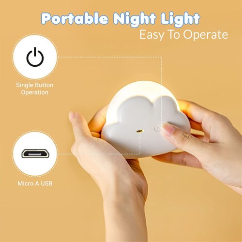 Portable LED Night Light Dimmable Baby Kids Bedroom Night Lamp USB Rechargeable - Picture 13 of 21