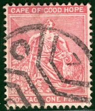 South Africa COGH QV Stamp 1d Used SCARCE POSTMARK XBLUE121