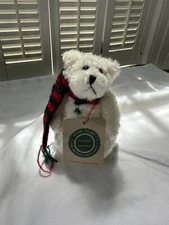 Boyds White Snow Bear Snowman Canute 6” plush w/Tag 1990 Christmas Scarf Decor
