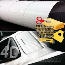 84" x 60" Premium Gloss White Carbon Fiber 4D Vinyl Film Wrap Air Bubble Free