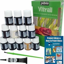 Glass Paint Stain Pebeo Vitrail: 12 Pack Ultra-Transparent Stained Glass Kit