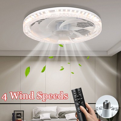 Ceiling Fan with Light E27 Base Dimmable Bulb 4 Wind Speeds with Remote Bedroom