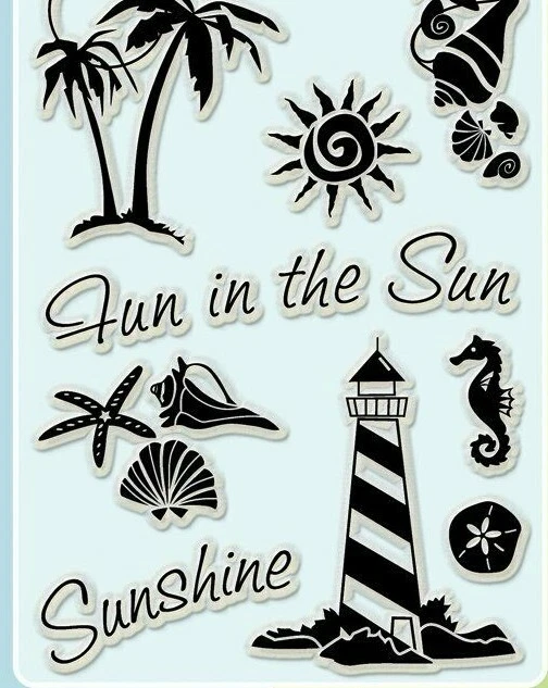 Conjunto de selos de acrílico transparente Coastal Beach por Inkadinkado 97521 NOVO! - Imagem 4 de 4