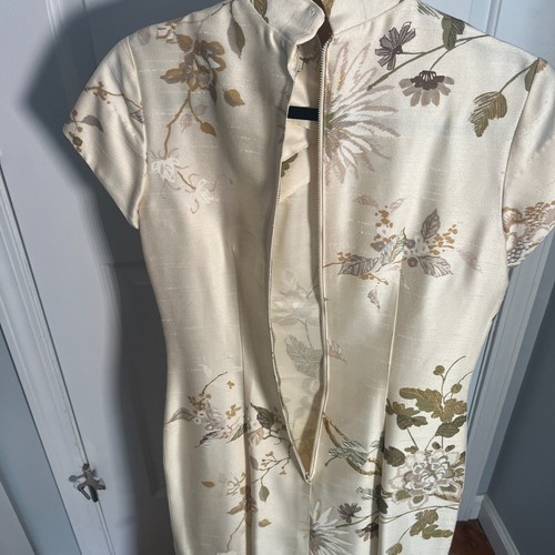 Vintage For Andrade Qipao Maxi Dress Womens Size 10 White Floral Made in Hawaii - Picture 8 of 15