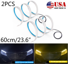 2x Car Led Headlight Strip Daytime Running Lights Turn Signal Drl Yellowwhite