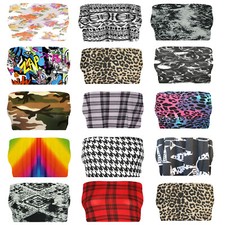 LADIES PRINT BOOB TUBE STRAPLESS BANDEAU ELASTIC STRETCH VEST BRA CROP TOP PRINT