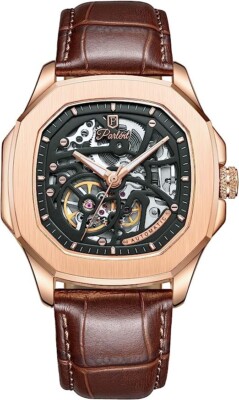 Parlent Watch Gallant Prime Gold Men's Analogue Auto Watch Leather Strap  NEW