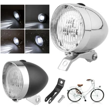Classical Chrome Vintage Bicycle Bike LED Light Headlight Front Retro Head Lamp