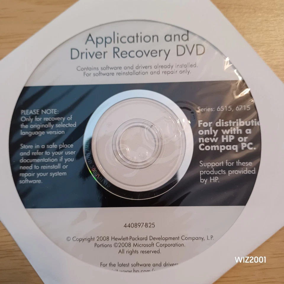 New Sealed HP COMPAQ APPLICATION & Driver Recovery DVD 65l5 6715 440897-B25 - Image 2 of 4