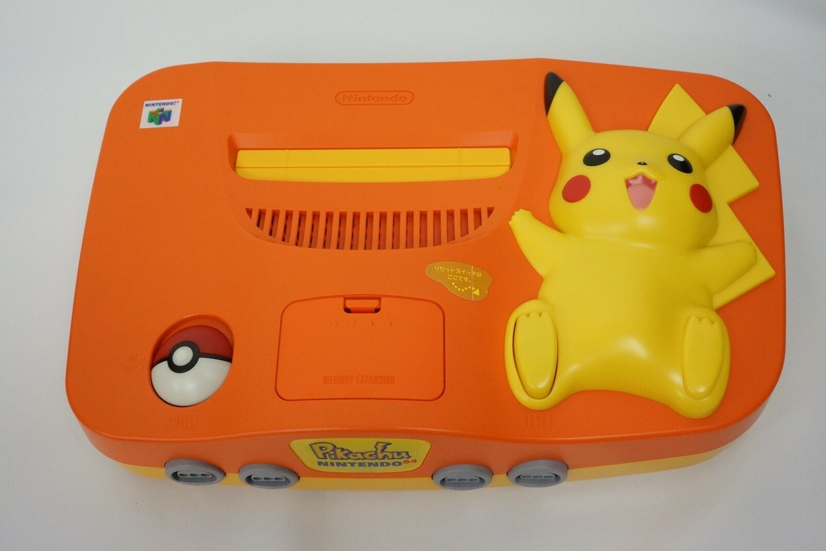 Nintendo 64 PIKACHU Console System Boxed Pokemon Orange Yellow wz