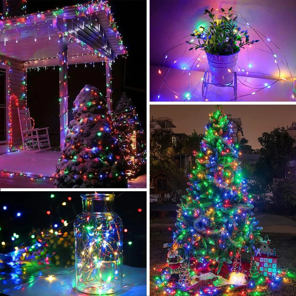 Solar LED Christmas Lights Fairy Ourdoor String Decorations Garden Party Decor - Image 2 of 4