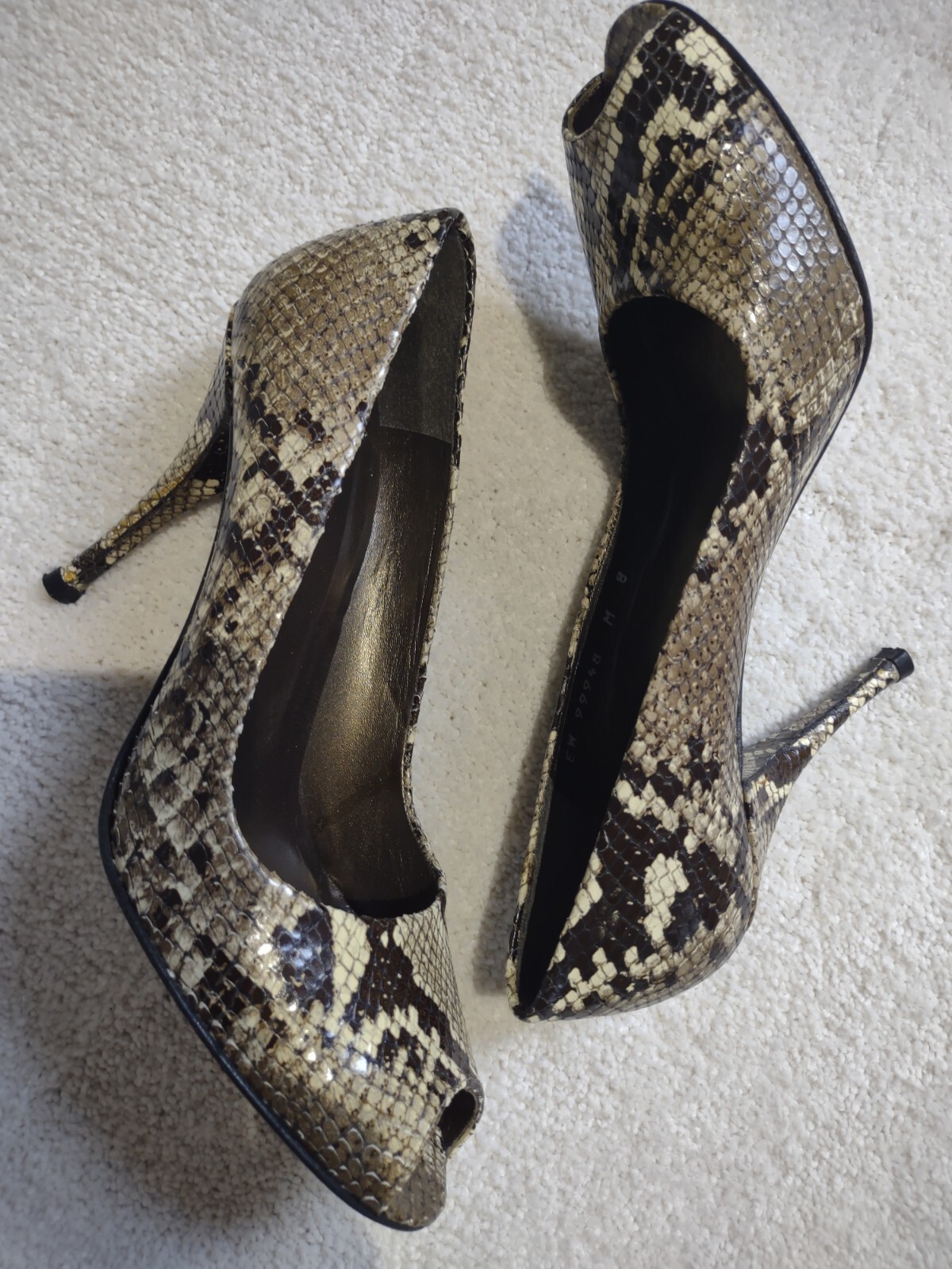 STUART WEITZMAN Python Pumps Peep Toe ITALY Snake… - image 7