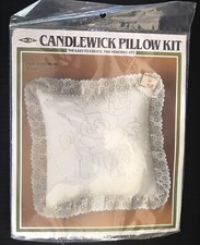 Vintage Candlewick Pillow Kit Rose Heart 14 x 14 MH Yarns BRAND NEW 1983