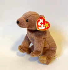 90s VTG Ty Beanie Baby Pecan Grizzly Bear Plush (Canada tush Tag)6" Free Shippin