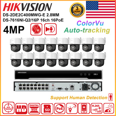Hikvision 4K 16CH Camera System 4MP ColorVu Auto-track IP Camera 2-Way Audio Lot