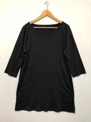 garnet hill t shirt dress EILEEN FISHER Fine TENCEL Jersey Round-Neck Short-Sleeve Midi T-Shirt Dress