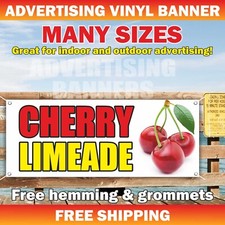 CHERRY LIMEADE Advertising Banner Vinyl Sign Snack Bar Buffet Ice Cold Drinks