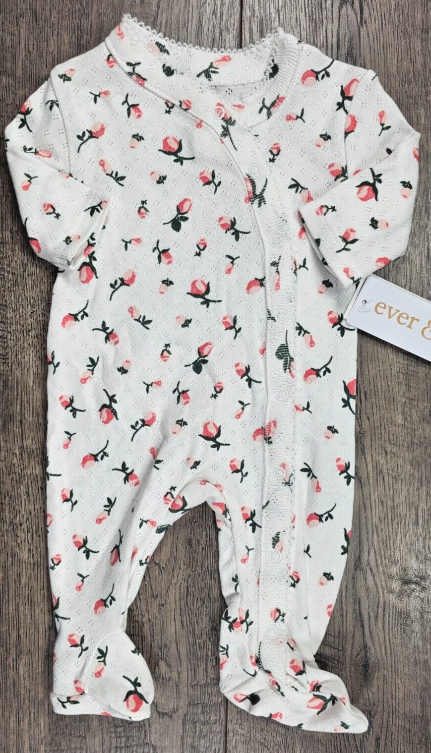 Baby Girl Clothes New Ever & Ever Preemie Pink Little Roses Footed Outfit