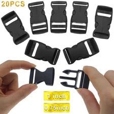 20x Plastic Strap Webbing Side Release Buckle Clasp Craft 1" 3/4" for Backpacks