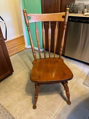 Ethan Allen Dining Room Table Set with Nutmeg Maple Arrow Back