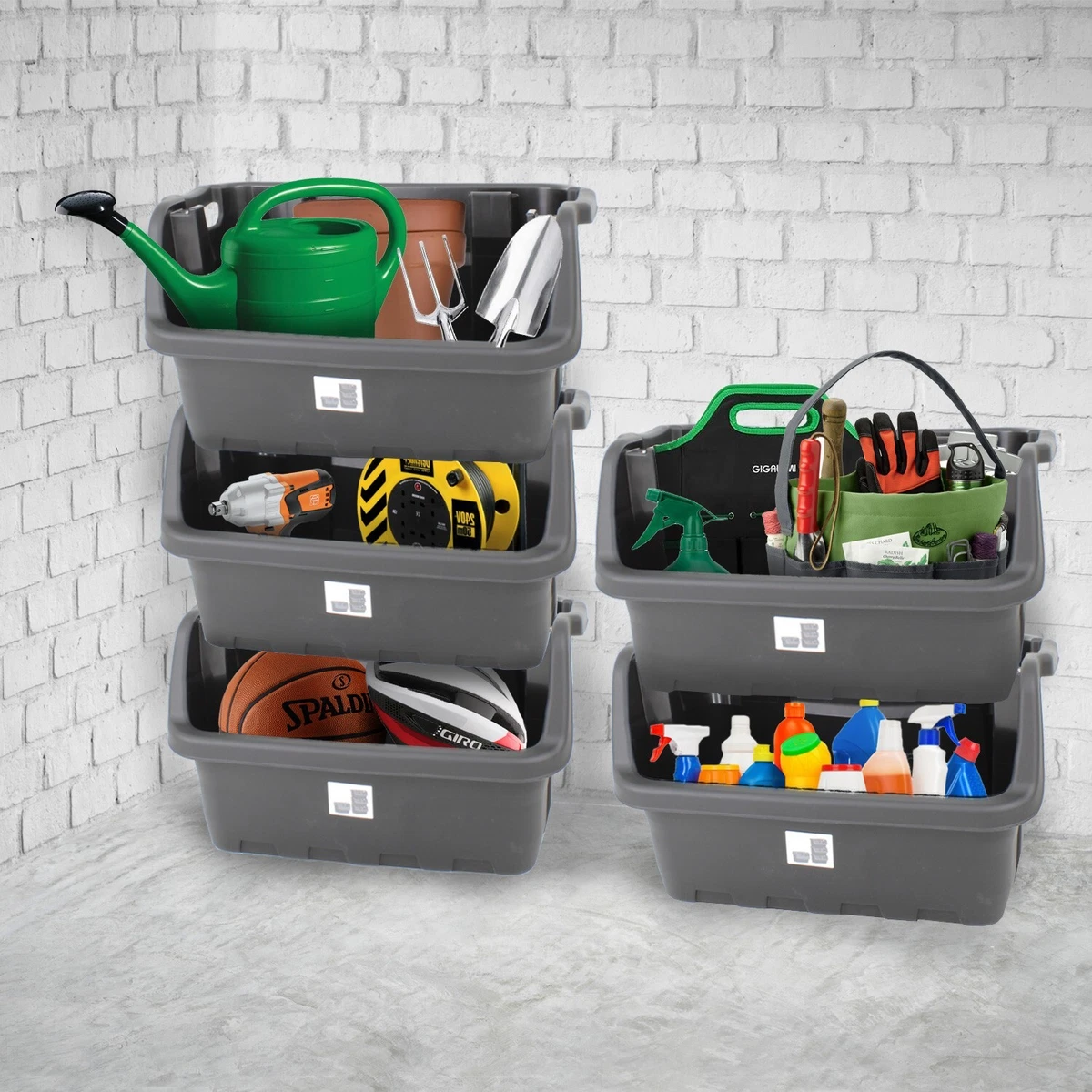 Stackable Plastic Storage Boxes Recycle Bin Baskets Indoor Outdoor