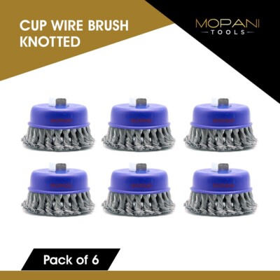 3'' Twist (Knot) Wire Cup Brush 5/8''-11NC Threads For Angle Grinder - 6 Pack