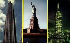 New York NY RCA Empire State Buildings Staue of Liberty Postcard used 1960s