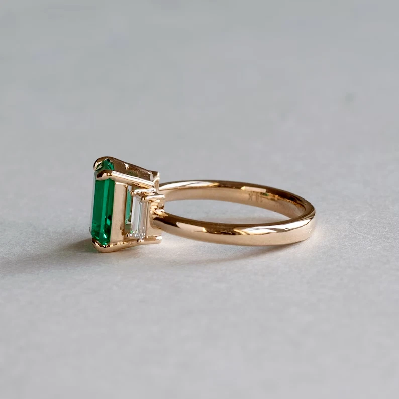 Laborgefertigter handgefertigter Ring 4,25 kt grüner Smaragd 925 Sterlingsilb... - Bild 2 von 3