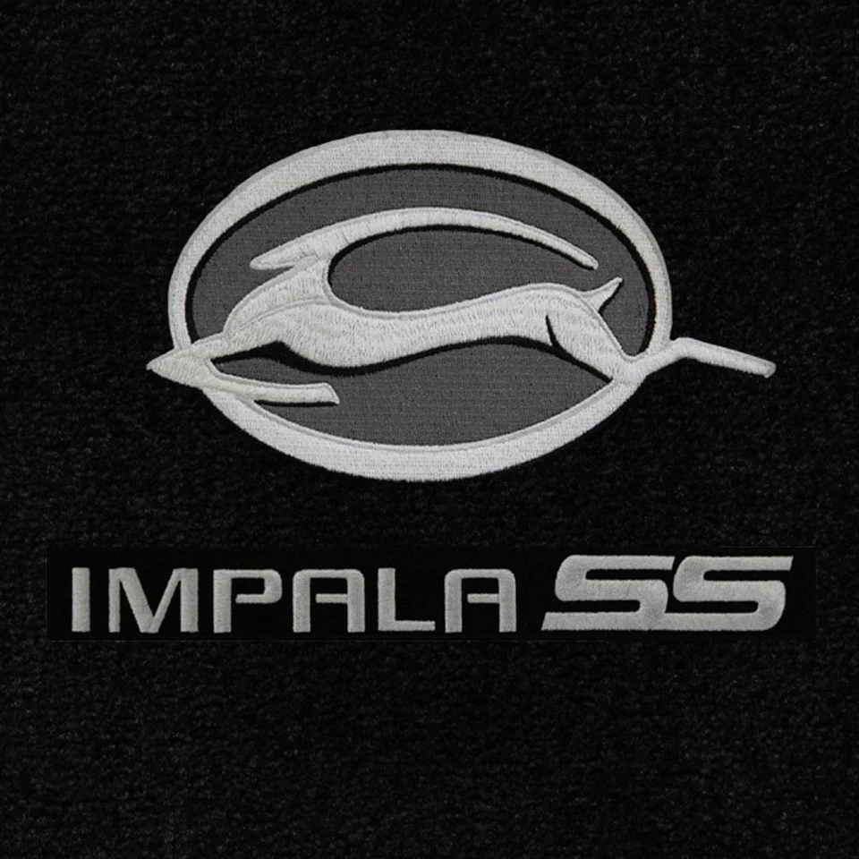 ¡NUEVO! Juego de 4 alfombrillas NEGRAS Chevy Impala 2006-2016 bordadas SS doble logotipo Foto 3 de 4